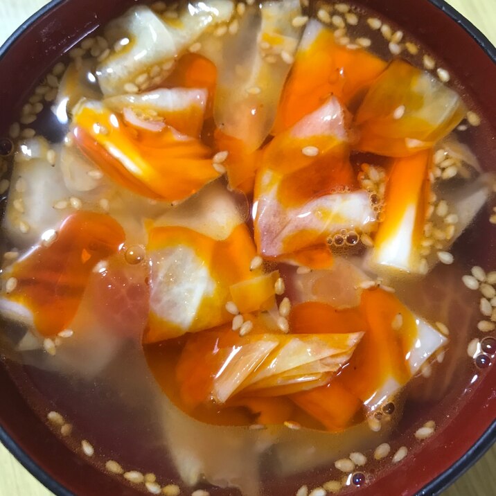 キャベツとトマトの酸辣湯(サンラータン)中華スープ